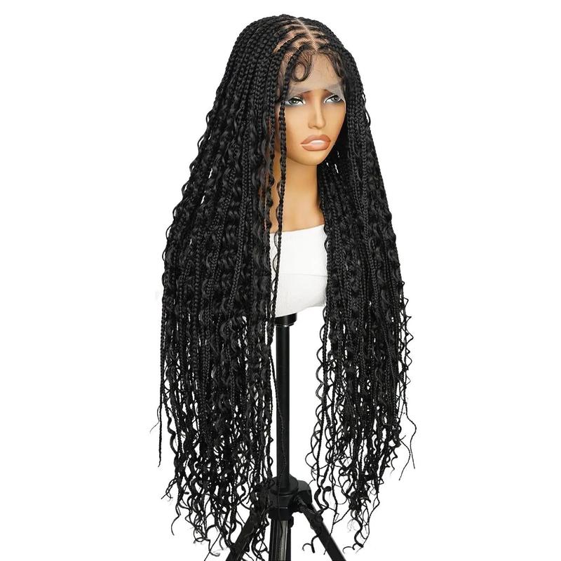 SuperNova 36 Inches Full Lace Premium Synthetic Fiber Bohemian Box Braided Wigs Wavy