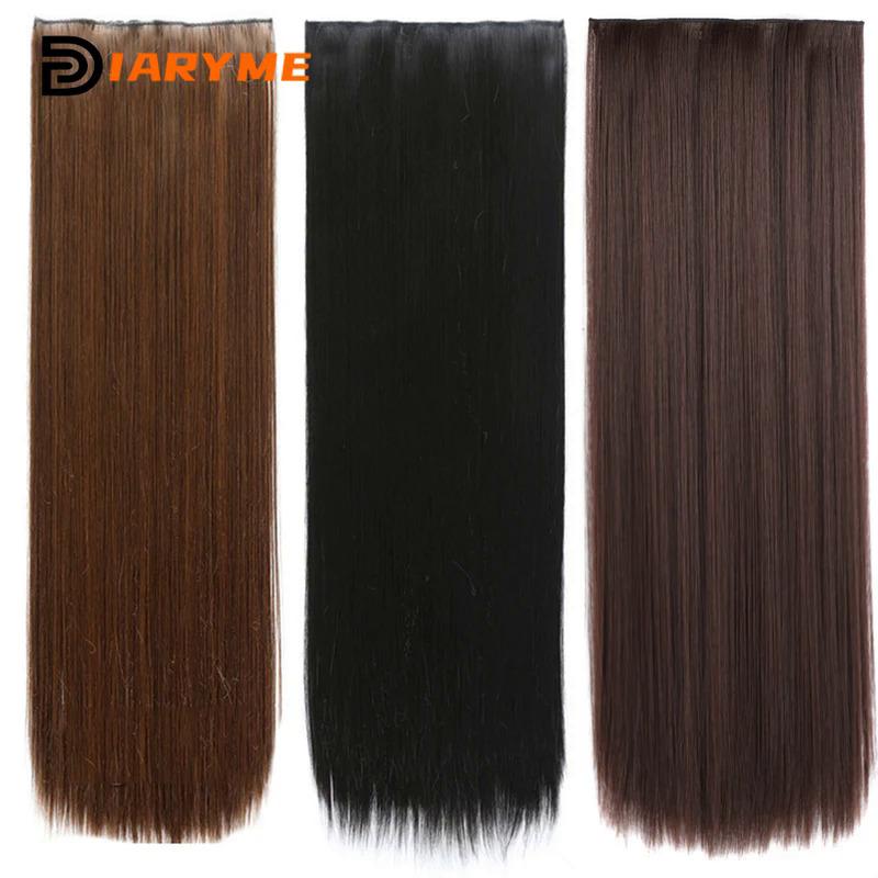 Extra long Straight Synthetic Clip in Hair Extensions 20 24 28 32 38inch Hair Extensions For Women Heat Resistant Fibre Black Go