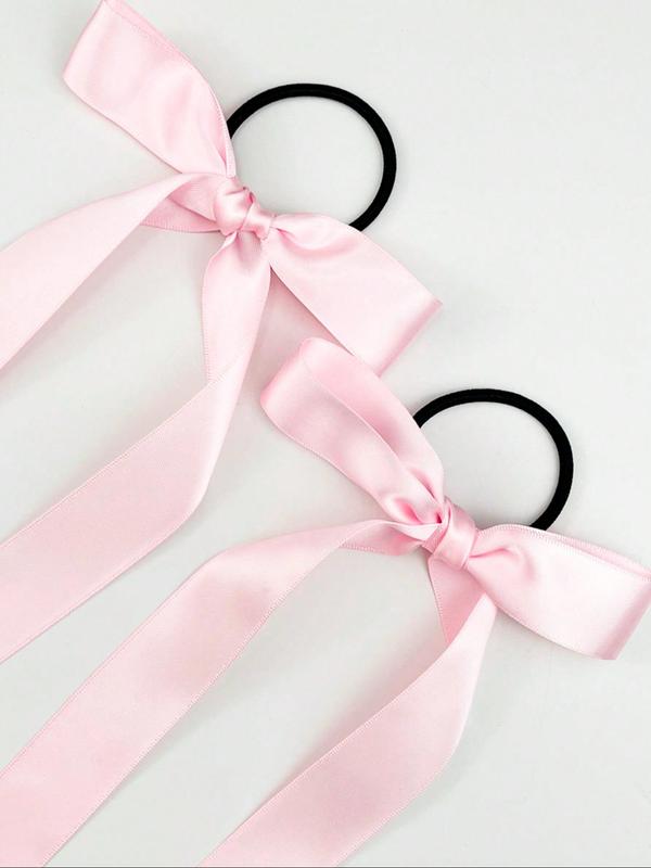 Cute Bowknot Design Ribbon Hair Tie (2pcs), High Stretch Elegant Hair Tie, Casual Versatile Hair Accessories for Women & Girls