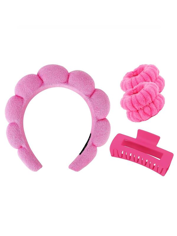 Women's Cute Hair Accessories Set, Soft Hair Hoop & Absorbent Wristbands & Minimalist Hair Claw, Chic Versatile Hair Accessories for Skincare Use, Creative Gift