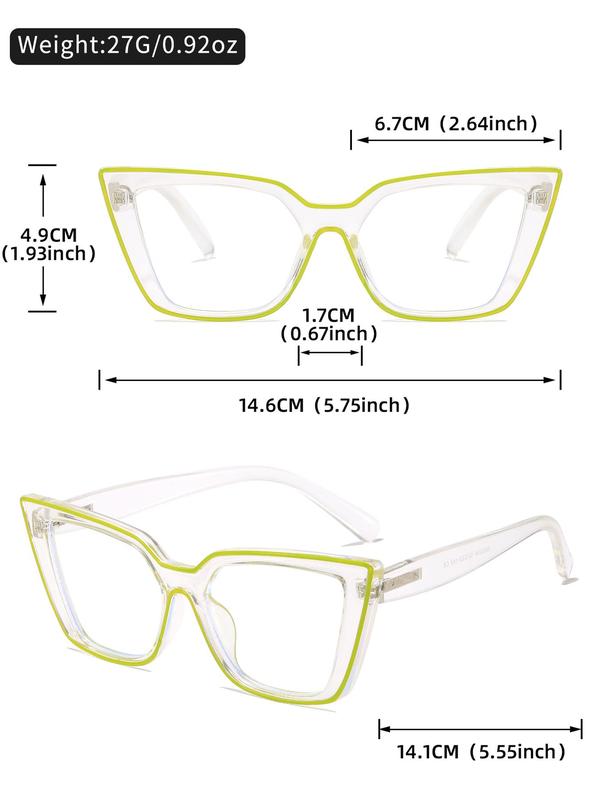 Unisex Street Trend Cat Eye Frame Eyeglasses, Trendy Contrast Binding Design Eyeglasses for Everyday Use, Fashion Accessories for Outdoor Activities