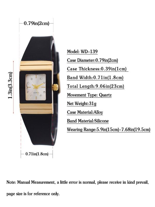 Women's Elegant Rhinestone Decorated Quartz Watch, Fashionable Rectangle Dial Watch for Women & Girls, Trendy All-match & Exquisite Watch for Birthday Gift without Box