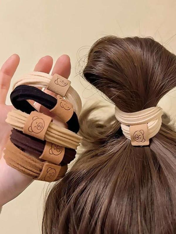 Cute Bear Design Hair Tie, 5 Counts High Stretch Hair Tie, Fashion Hair Accessories for Women & Girls, Minimalist Headwear Suitable for Thick Hair