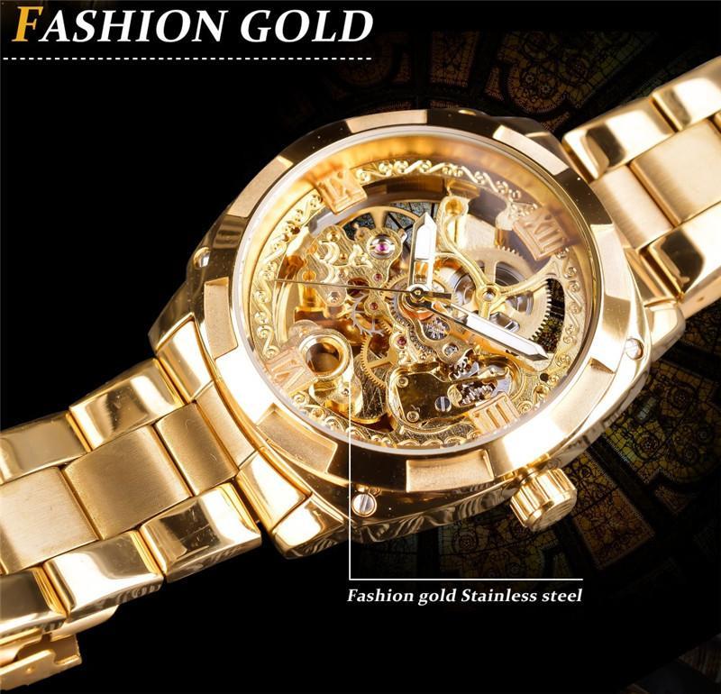 All Gold Watch Mechanical Movement Steel Band Men's Watch