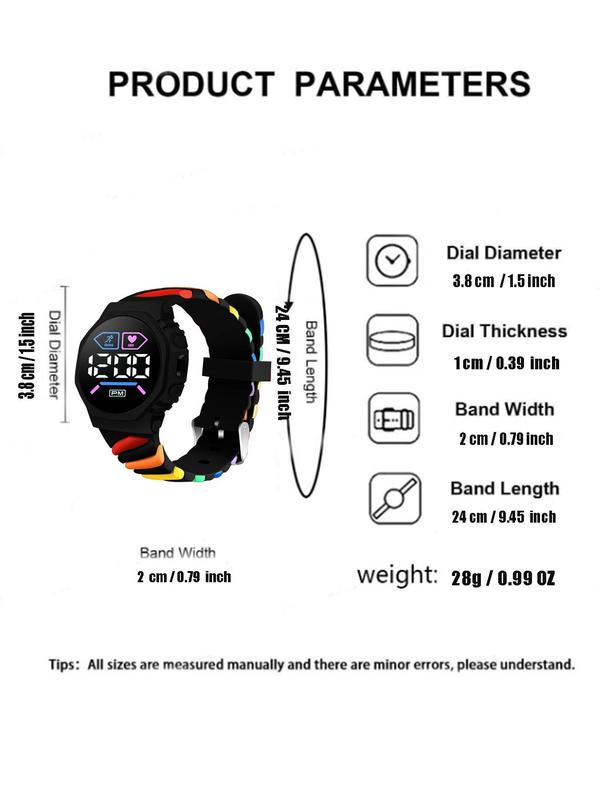 Fashionable Rainbow Stripe Design Digital Watch, Casual Digital Watch for Women & Girls, Trendy All-match & Exquisite Watch for Birthday Gift