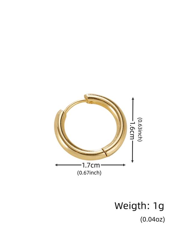 Round Shaped Design Small Hoop Earrings, 1 Pair Classic Fashion Stainless Steel  Jewelry for Women and Girls, Casual All-match Accessories for Party, Daily Wear, Gifts for Girlfriend