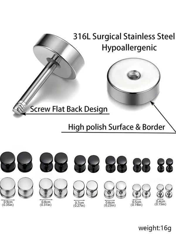 Street Style Fashion Stainless Steel Stud Earrings, Minimalist Stud Earrings for Women & Men, Trendy All-match Hip Hop Jewelry for Birthday Gift