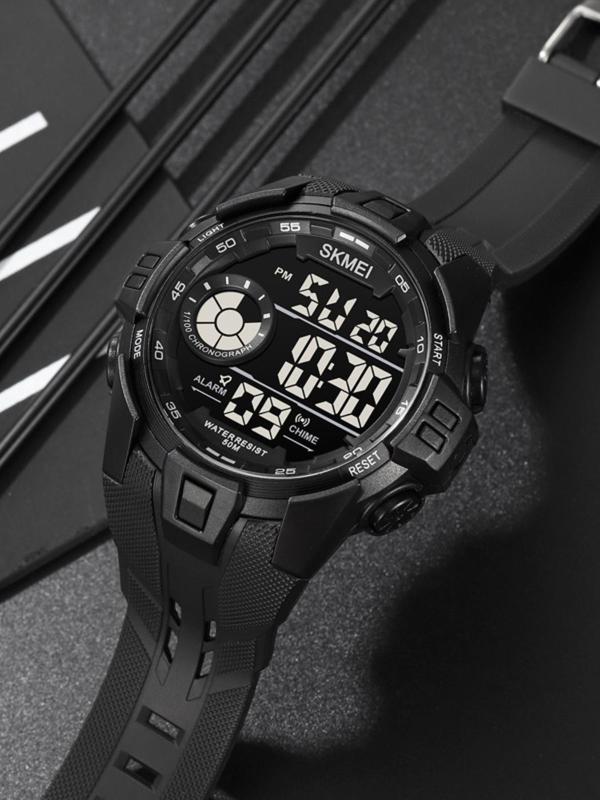 Men's Fashion Digital Watch, Casual Sporty Digital Watch with Luminous Dial & Alarm, Waterproof Watch with Digital Display for Men