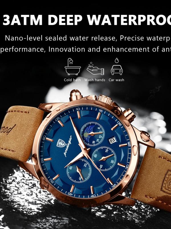 Men's Business Round Dial Luminous Analog Quartz Watch, Waterproof Fashion Watch for Party, Daily Clothing Decor, Trendy All-match & Exquisite Watch for Gift with Box Watches For Men