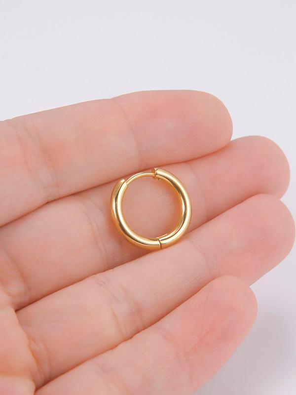 Round Shaped Design Small Hoop Earrings, 1 Pair Classic Fashion Stainless Steel  Jewelry for Women and Girls, Casual All-match Accessories for Party, Daily Wear, Gifts for Girlfriend