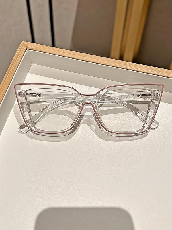 Unisex Street Trend Cat Eye Frame Eyeglasses, Trendy Contrast Binding Design Eyeglasses for Everyday Use, Fashion Accessories for Outdoor Activities