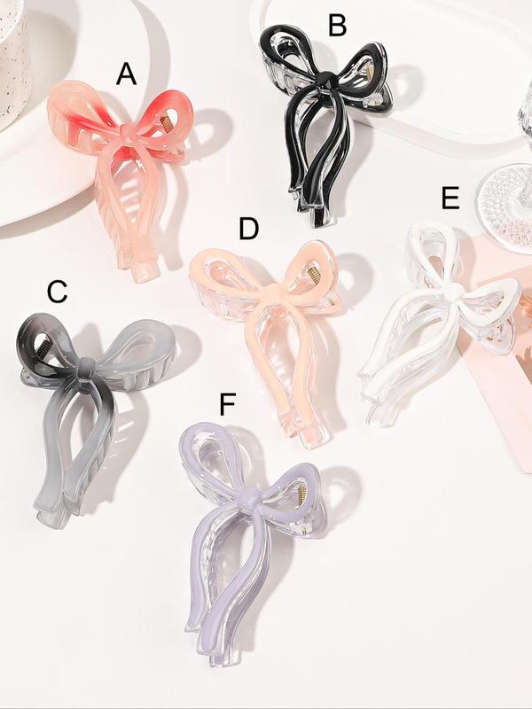 Cute Bowknot Design Hair Claws , Elegant Plain Color Hair Accessories for Women & Girls, Minimalist Headwear Suitable for Thick Hair