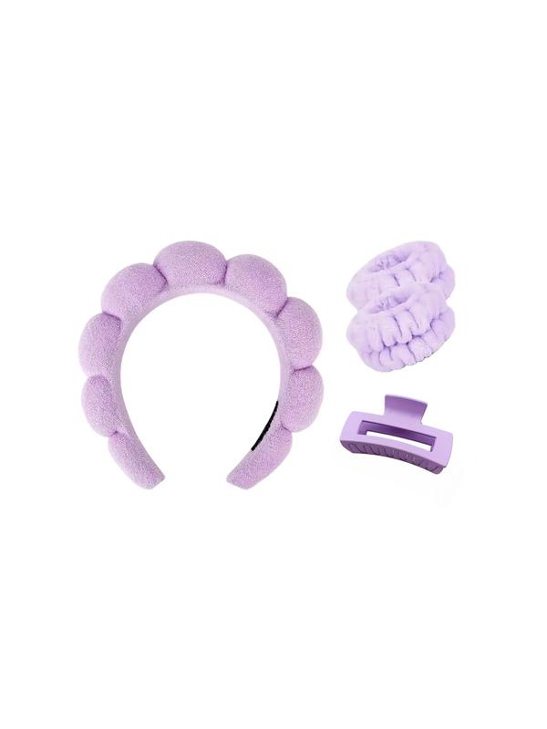 Women's Cute Hair Accessories Set, Soft Hair Hoop & Absorbent Wristbands & Minimalist Hair Claw, Chic Versatile Hair Accessories for Skincare Use, Creative Gift