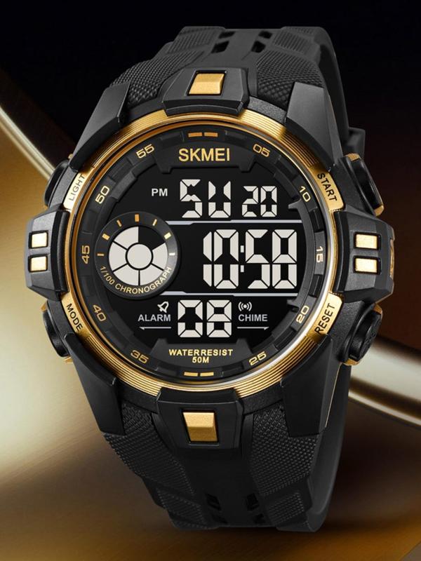 Men's Fashion Digital Watch, Casual Sporty Digital Watch with Luminous Dial & Alarm, Waterproof Watch with Digital Display for Men