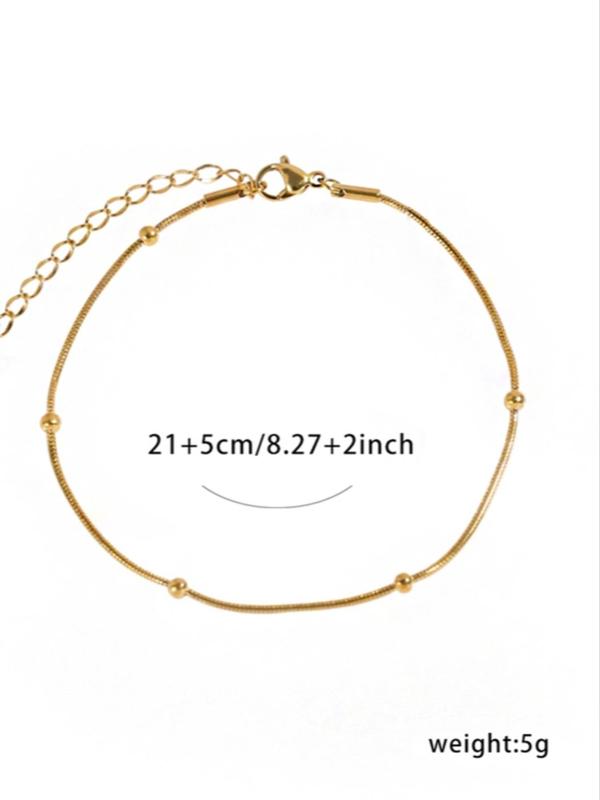 Women's Simple Light Luxury Beaded Anklet, Fashionable And Elegant Accessories For Women, Casual Versatile Stainless Steel Jewelry