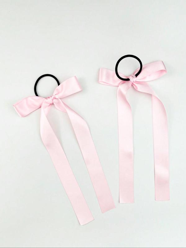 Cute Bowknot Design Ribbon Hair Tie (2pcs), High Stretch Elegant Hair Tie, Casual Versatile Hair Accessories for Women & Girls