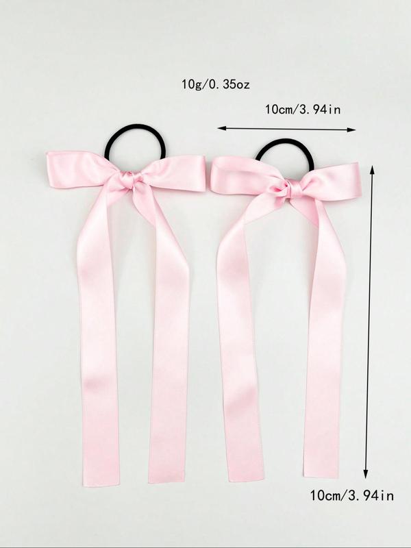 Cute Bowknot Design Ribbon Hair Tie (2pcs), High Stretch Elegant Hair Tie, Casual Versatile Hair Accessories for Women & Girls