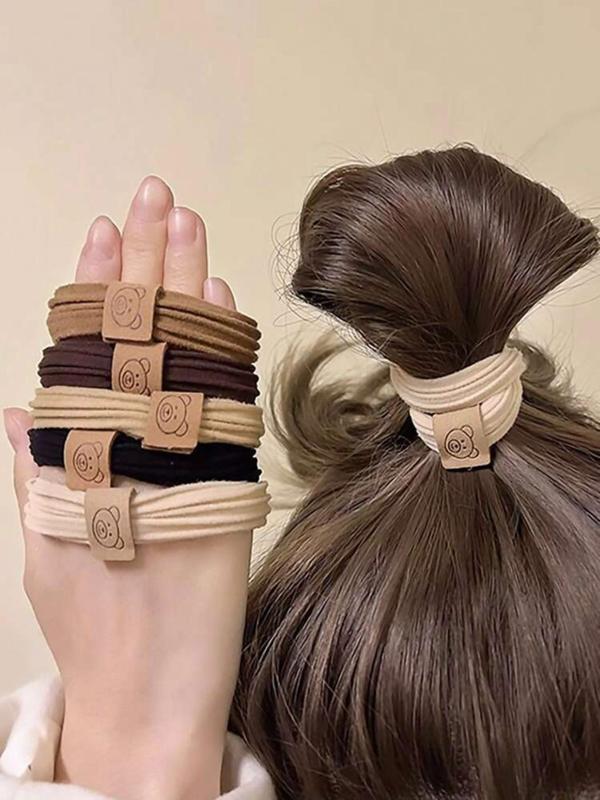 Cute Bear Design Hair Tie, 5 Counts High Stretch Hair Tie, Fashion Hair Accessories for Women & Girls, Minimalist Headwear Suitable for Thick Hair