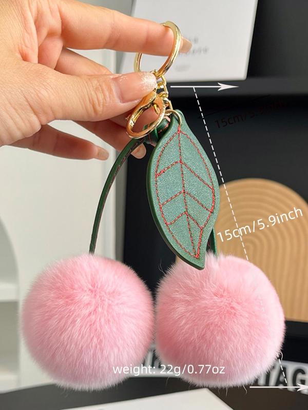 Cute Cherry Design Keychain, Fruit Theme Keychain, Fashionable Soft Plush Keychain for Women and Girls, Creative Accessories for Daily Use