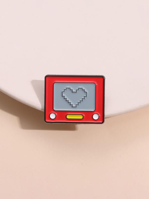 Cartoon Cute Heart Pattern Game Machine Enamel Pin, Cute Brooch, Fashion Accessories for Women & Men, Trendy All-match & Exquisite Brooch for Birthday Gift