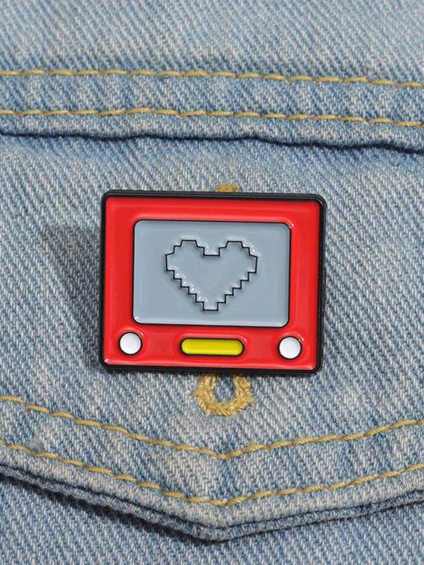 Cartoon Cute Heart Pattern Game Machine Enamel Pin, Cute Brooch, Fashion Accessories for Women & Men, Trendy All-match & Exquisite Brooch for Birthday Gift