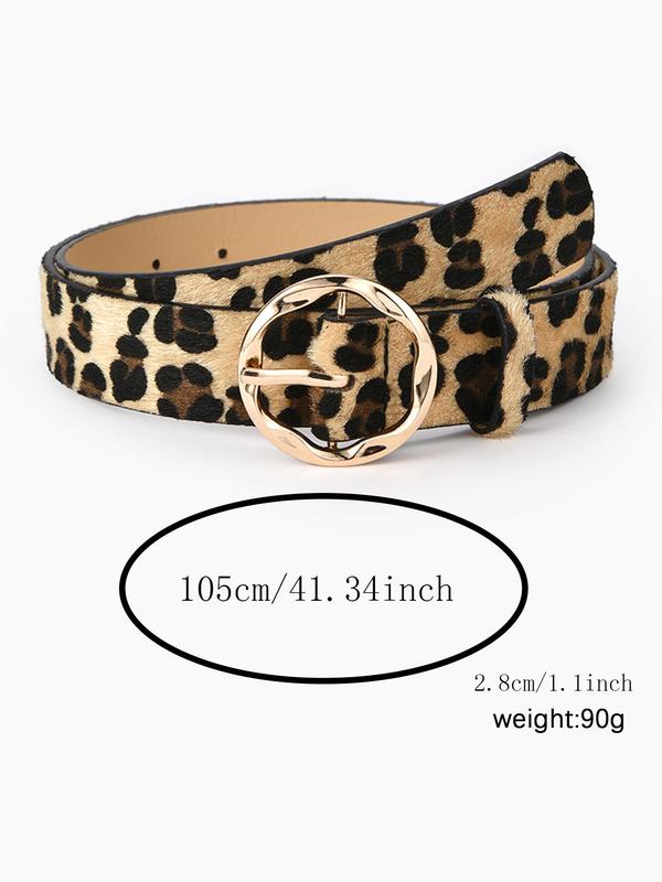 Fashion Leopard Print PU Buckle Belt, Casual Waistband for Jeans Trousers, Trendy All-match & Exquisite Belt for Birthday Gift