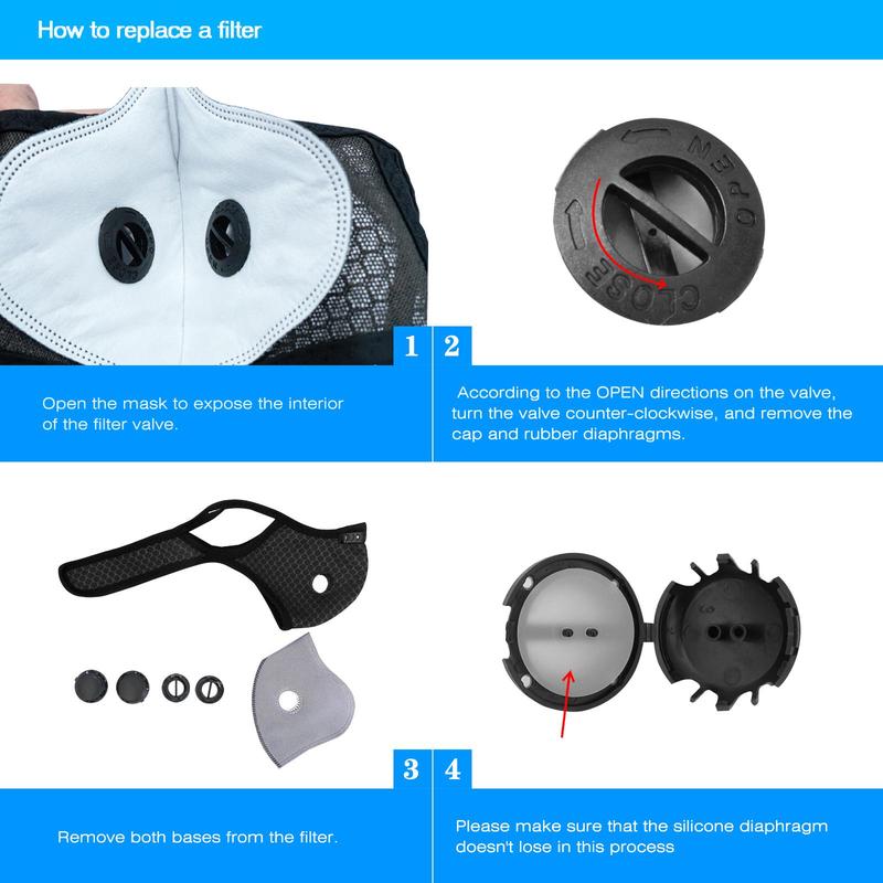 Unisex Activated Sport Mask and Replacement Carbon Filters, Breathable Dust Proof Face Mask with 6 Filters, Sports & Outdoor Accessories