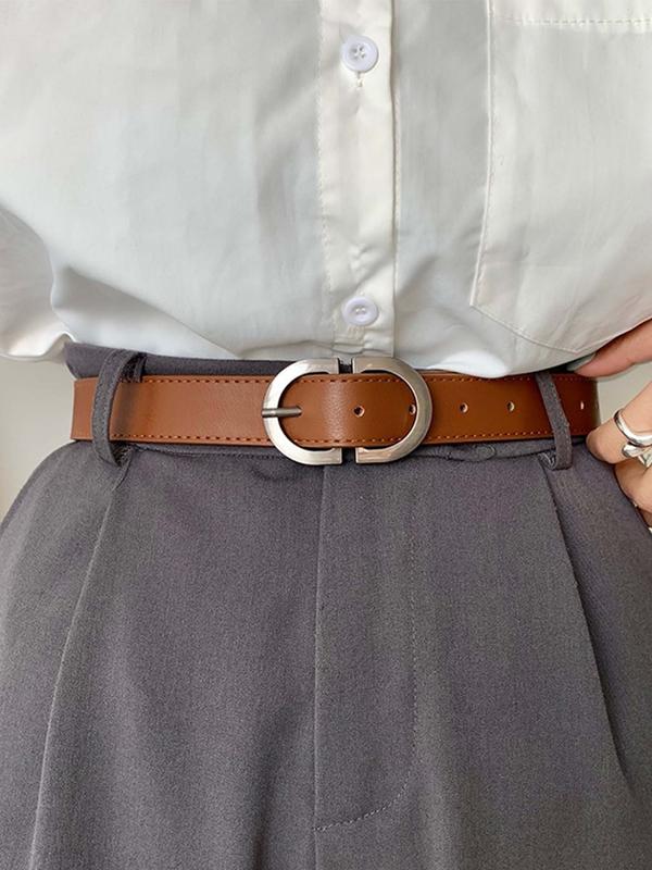 Women's Minimalist Temperament Solid Color Pu Leather Belt with Buckle, Fashion Waist Belt for Jeans Pants Dress, Trendy All-match & Exquisite Belt for Daily Use