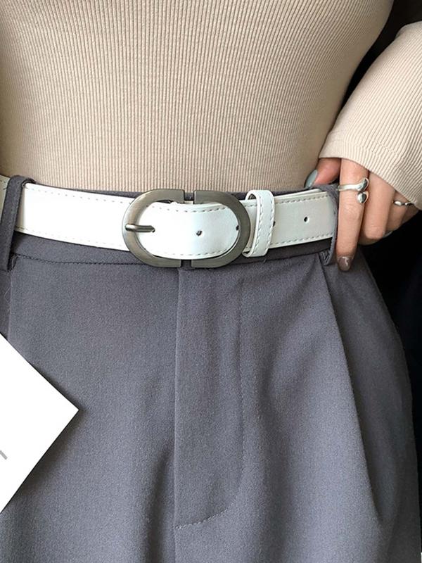 Women's Minimalist Temperament Solid Color Pu Leather Belt with Buckle, Fashion Waist Belt for Jeans Pants Dress, Trendy All-match & Exquisite Belt for Daily Use