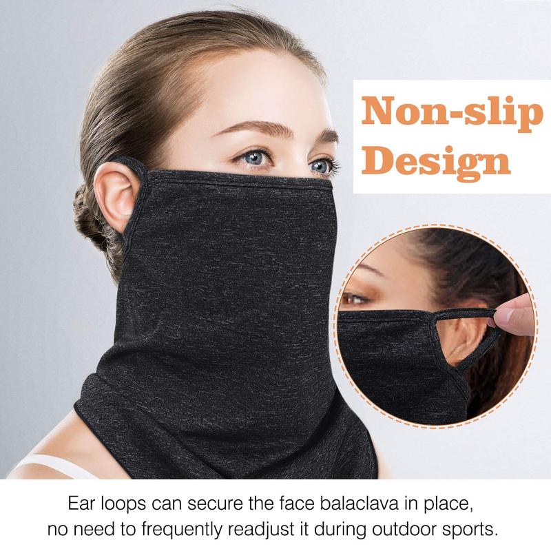 MoKo Scarf Mask Bandana with Ear Loops 3 Pack, Neck Gaiter Balaclava with Filter Pocket Face Mask for Outdoor for Women Men