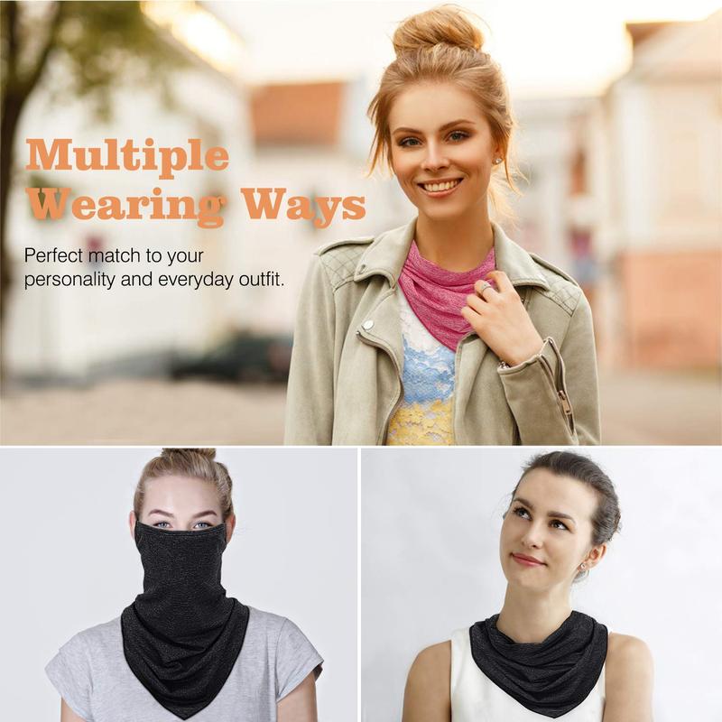 MoKo Scarf Mask Bandana with Ear Loops 3 Pack, Neck Gaiter Balaclava with Filter Pocket Face Mask for Outdoor for Women Men