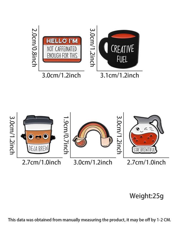 Cute Cartoon Coffee Themed Design Brooch Set, Fashion Alloy Coffee Cup Badge for Women & Men, Enamel Pin Suitable for Backpacks, Jeans, Scarves, Hats Decoration