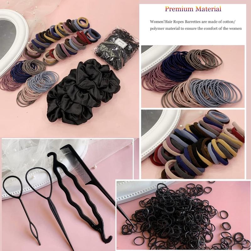 755Pack Hair Accessories for Woman Set Seamless Ponytail Holders Variety Hair Scrunchies Hair Bands Scrunchy Hair Ties For Thick and Curly (Mix)