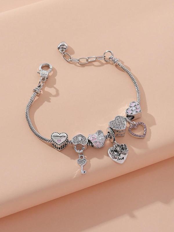 Rhinestone Matching Charm Bracelet, Fashion 2024 New Trendy Matching Bracelet for Proposal Wedding Engagement Bridesmaid Costume Dress Prom Party Daily Wear