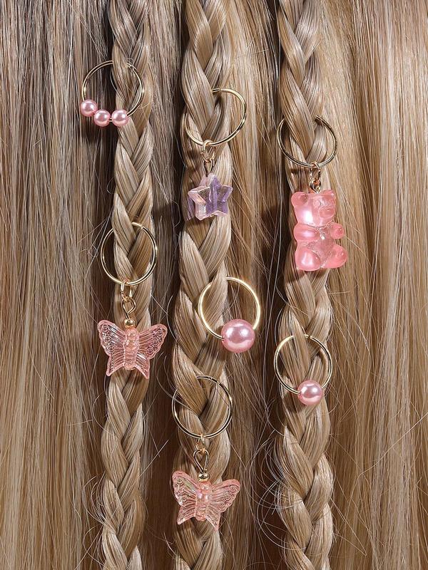 Cute Butterfly & Star Design Hair Rings, 14pcs Fashionable Party Dress Hair Accessories for Women & Girls, Trendy All-match Hair Accessories for Birthday Gift