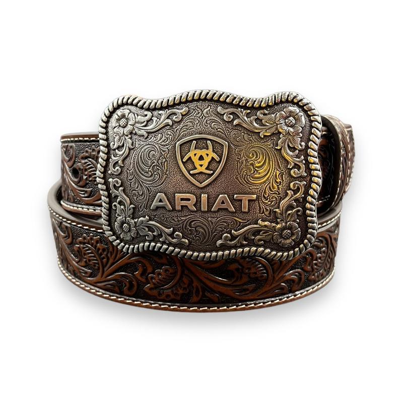 Ariat Buckle Tooled Leather Belt - Dark Brown