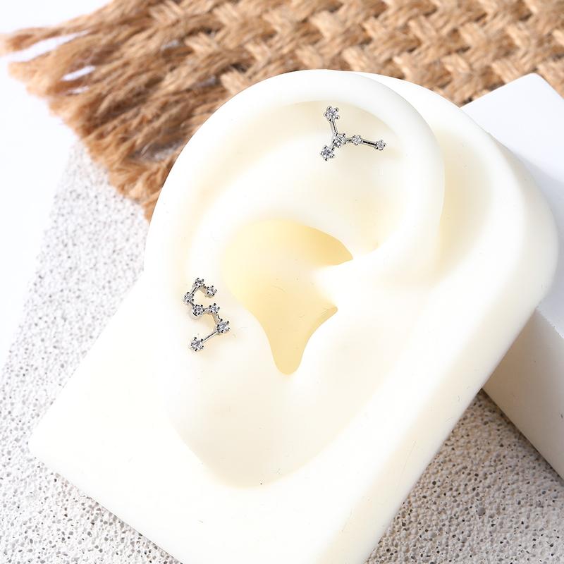 Oufer Zodiac Sign Twelve Star Constellation Cartilage Lobe Earring Stud 16G Aries, Taurus, Gemini, Cancer, Leo, Virgo, Libra, Scorpio, Sagittarius, Capricorn, Aquarius