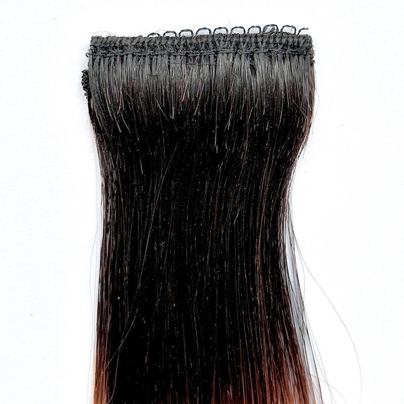 YMSGIRL Random colored Clip In Hair Extension With Black Root Ombre Handmade Straight Human Hair ,Natural Look