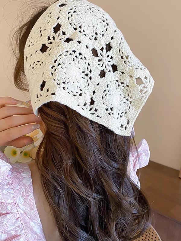 Boho Style Triangle Crochet Headscarf, Cute Trendy Hair Band, Fashionable Hair Accessories for Women & Girls