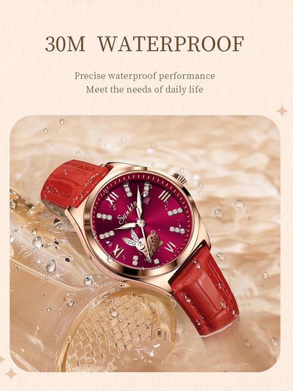 Women's Elegant Rabbit Pattern Quartz Watch, Exquisite Trendy Waterproof Wristwatch, Fashionable Watch As Gift for Women & Girls