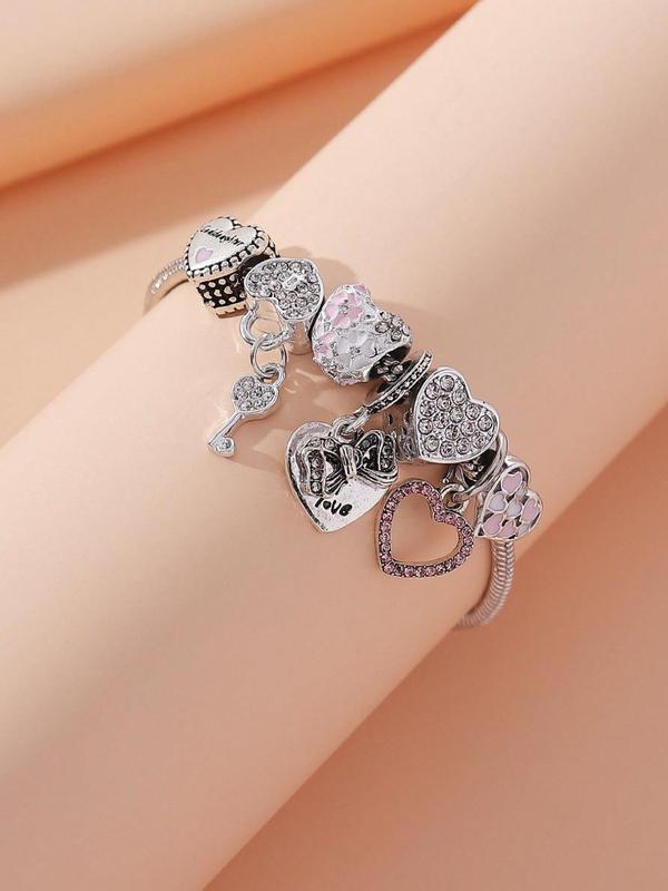 Rhinestone Matching Charm Bracelet, Fashion 2024 New Trendy Matching Bracelet for Proposal Wedding Engagement Bridesmaid Costume Dress Prom Party Daily Wear