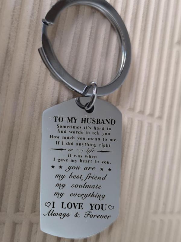 2024 New Style Stainless Steel Keychain, Husband Anniversary Keychain Gift From Wife, Husband Birthday Wedding Anniversary Romantic Engraved Gift