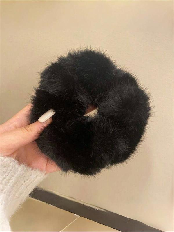 Women's Elegant Plush Ruched Design Hair Tie, Cute Trendy Hair Tie, Fashionable Hair Accessories for Daily Use