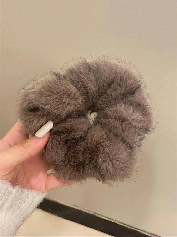 Women's Elegant Plush Ruched Design Hair Tie, Cute Trendy Hair Tie, Fashionable Hair Accessories for Daily Use