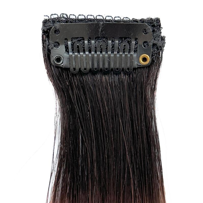 YMSGIRL Random colored Clip In Hair Extension With Black Root Ombre Handmade Straight Human Hair ,Natural Look