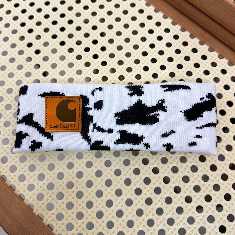 Cow Print  Leopard Print Pattern SoftHeadbands Women's Black & White Cow Print Knitted Headband - Stvlish. Stretchable Cotton Headwrap for Yoga, Running, and Outdoor Activities