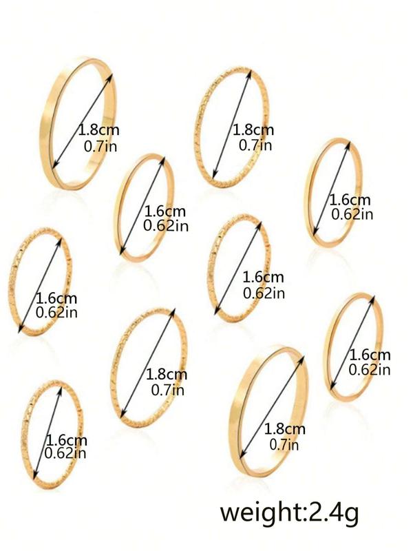 10pcs set Women's Elegant Simple Style Plain Color Rings, Trendy Casual Zinc Alloy Rings, Fashionable Jewelry for Women & Girls for Daily Decoration