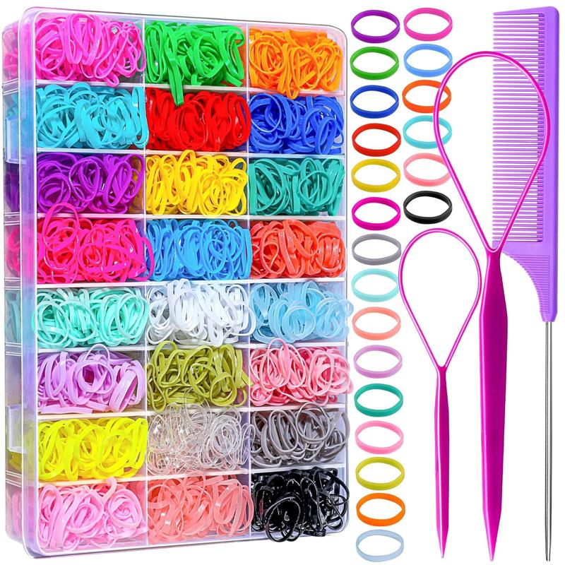 Elastic Hair Bands 24 Colors, 1500  Mini Hair Rubber Bands for Hair, Small Hair Ties, Ponytail Holders, Colorful Hair Accessories for , , Girl,