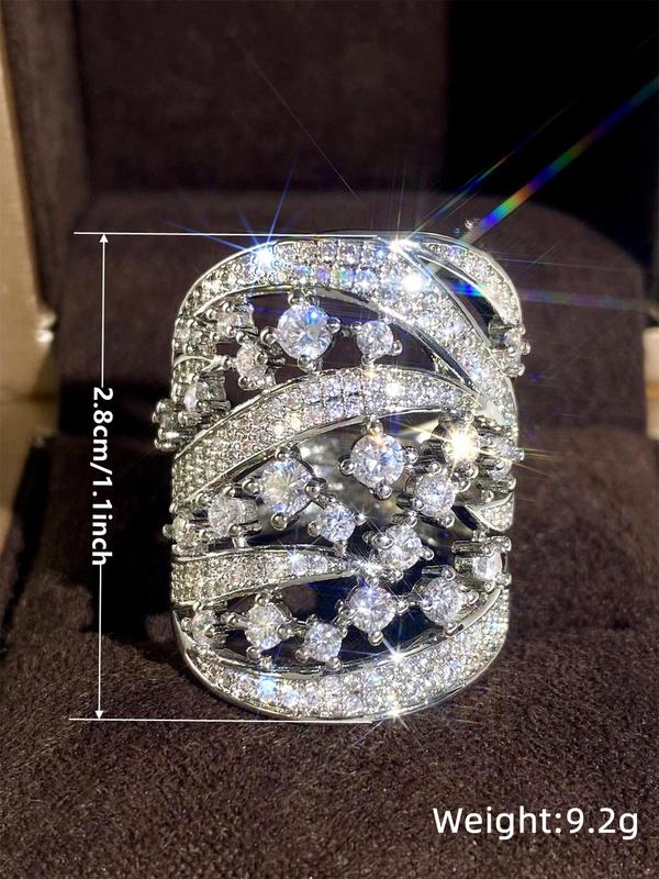 Fashion Hollow Out Design Rhinestone Decorated Ring, Fashion Jewelry for Party, Daily Clothing Decor, Trendy All-match & Exquisite Jewelry for Gift