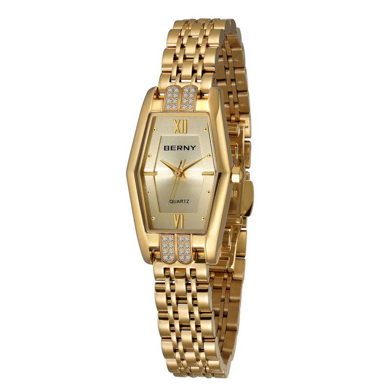 BERNY Gold Watches for Women Dainty Ladies Quartz  Bracelet Wristwatch All Stainless Steel Fashion Analog Waterproof Luxury Gold Watches for Women Bracelet Tools Included